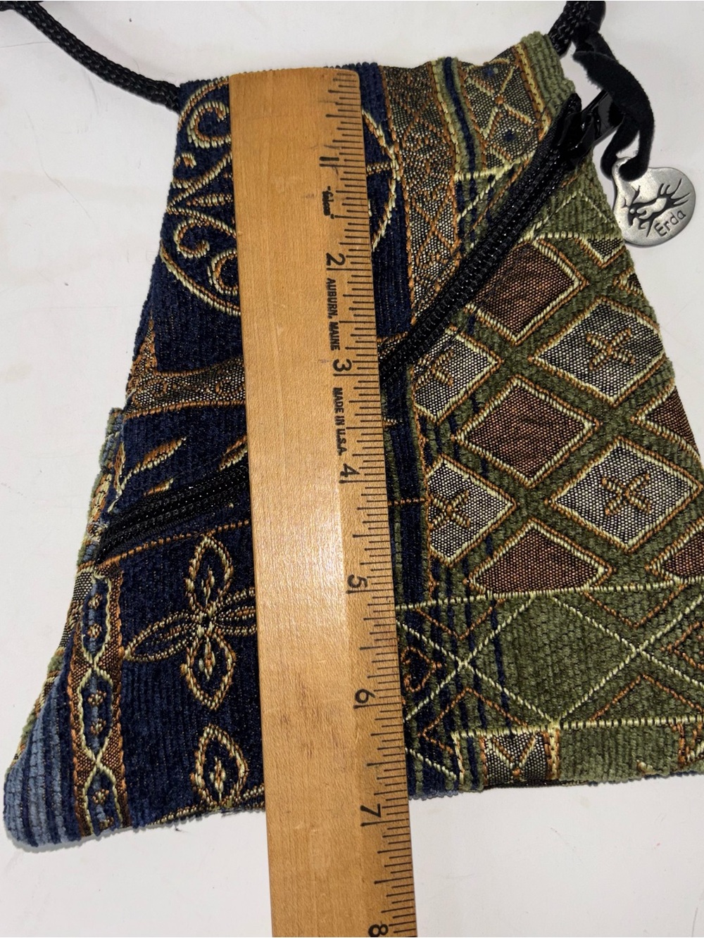 ERDA Triangular Floral Tapestry Crossbody Bag Small Pouch 7”x 7” - Picture 4 of 9